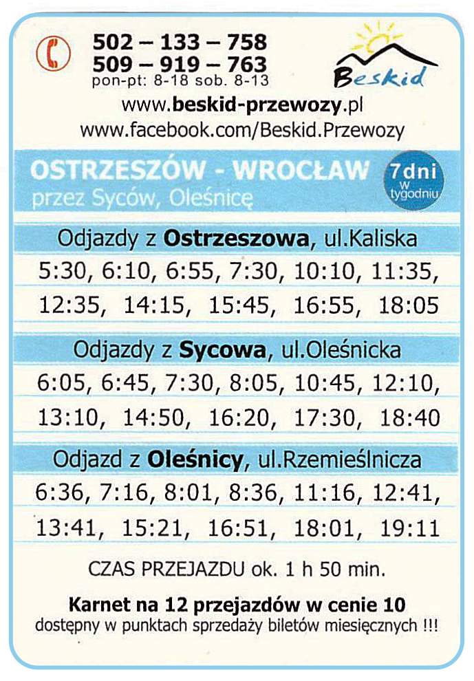 Beskid Ostrzeszów - Wrocław